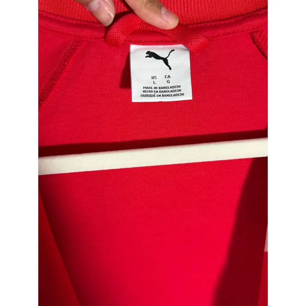 Puma Kids Youth L Red White Full-Zip Track Jacket Colorblock Zip Pockets
